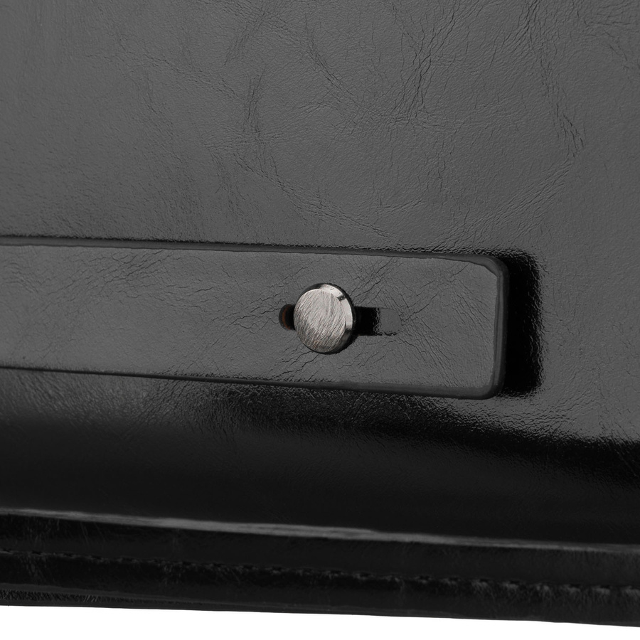 Saszetka męska ze skóry ekologicznej w czarnym kolorze, dwukomorowa - Rovicky