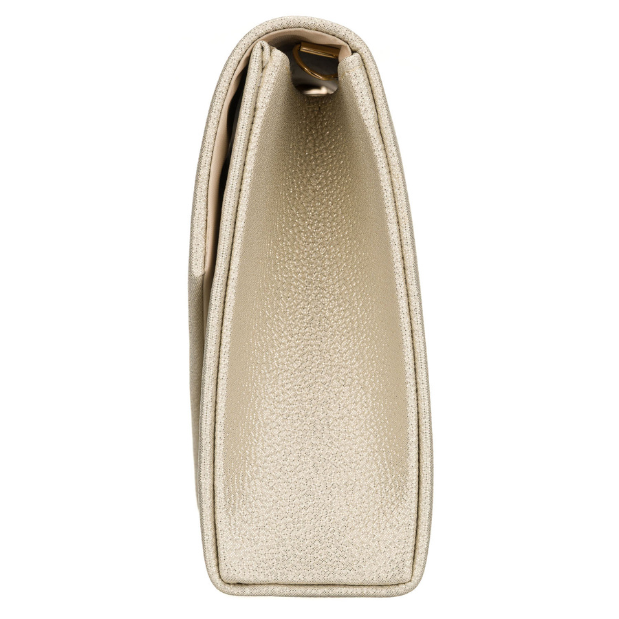 Złota kopertówka damska wykonana ze skóry ekologicznej zamykana klipsem magnetycznym - Rovicky