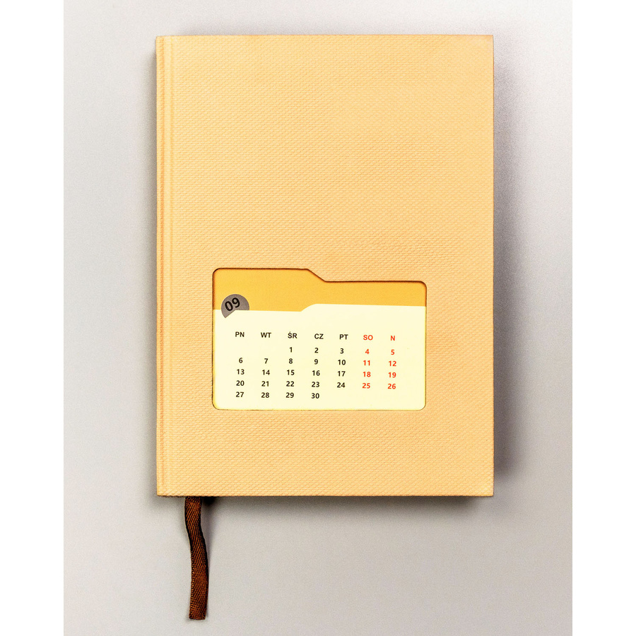 Beżowy notes w twardej oprawie w formacie B6 zadrukowany w kropki - Peterson