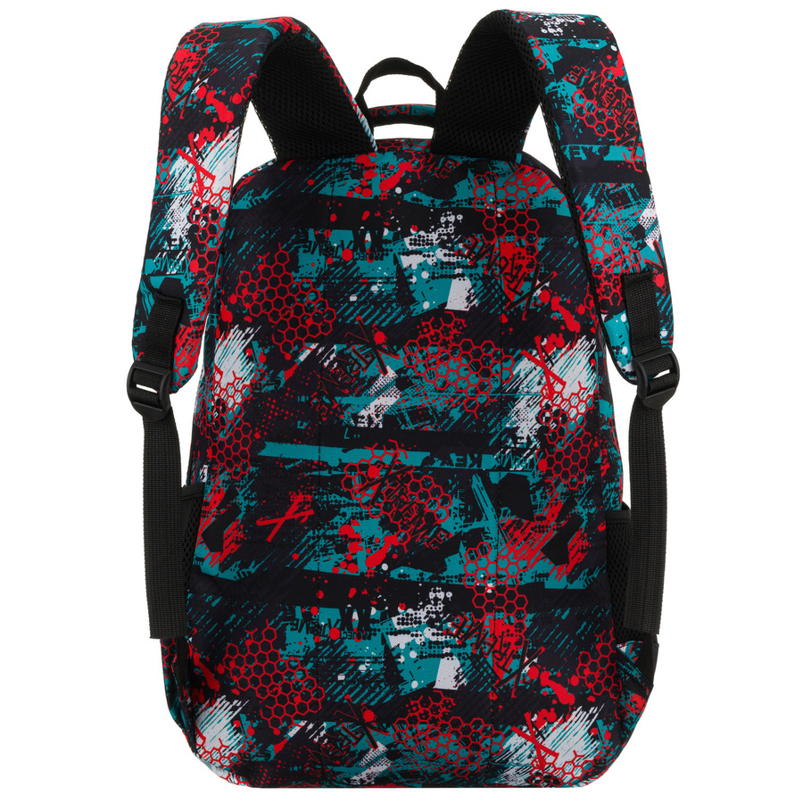 Dwukomorowy plecak szkolny odszyty z poliestru w oryginalny wzór - Peterson