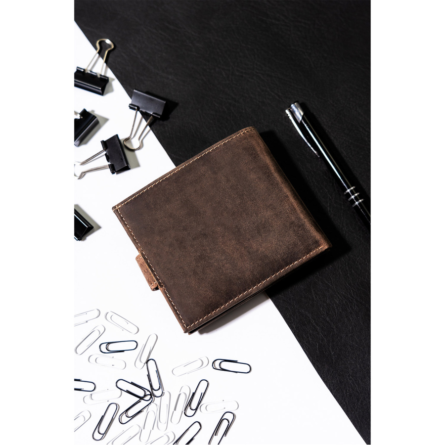 Duży skórzany portfel męski z zatrzaskiem - Buffalo Wild
