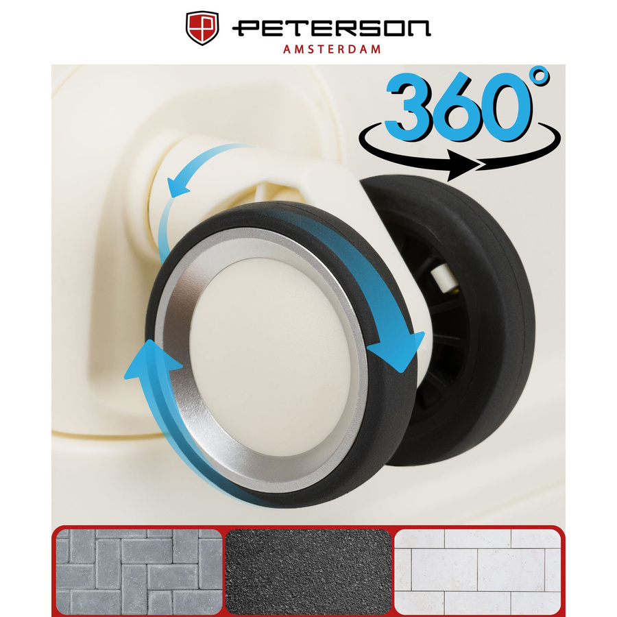 Beżowa walizka podróżna w średnim rozmiarze z teleskopowym uchwytem i kółkami obrotowymi - Peterson