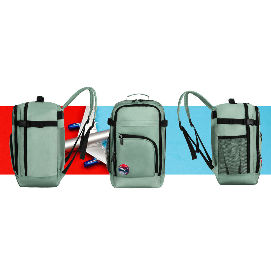 Markowy plecak podróżny w odcieniu miętowym zamykany bezpiecznym suwakiem - Peterson