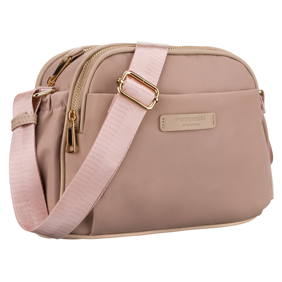 Różowa, nylonowa listonoszka damska zamykana suwakiem i klipsem magnetycznym - Peterson