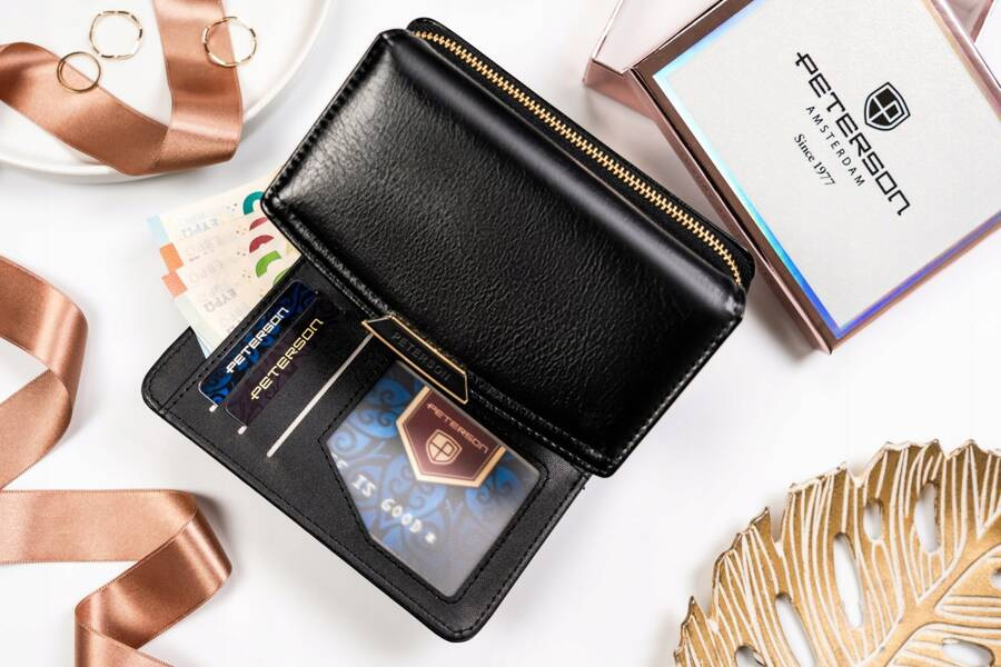 Poziomy portfel damski ze skóry ekologicznej - Peterson