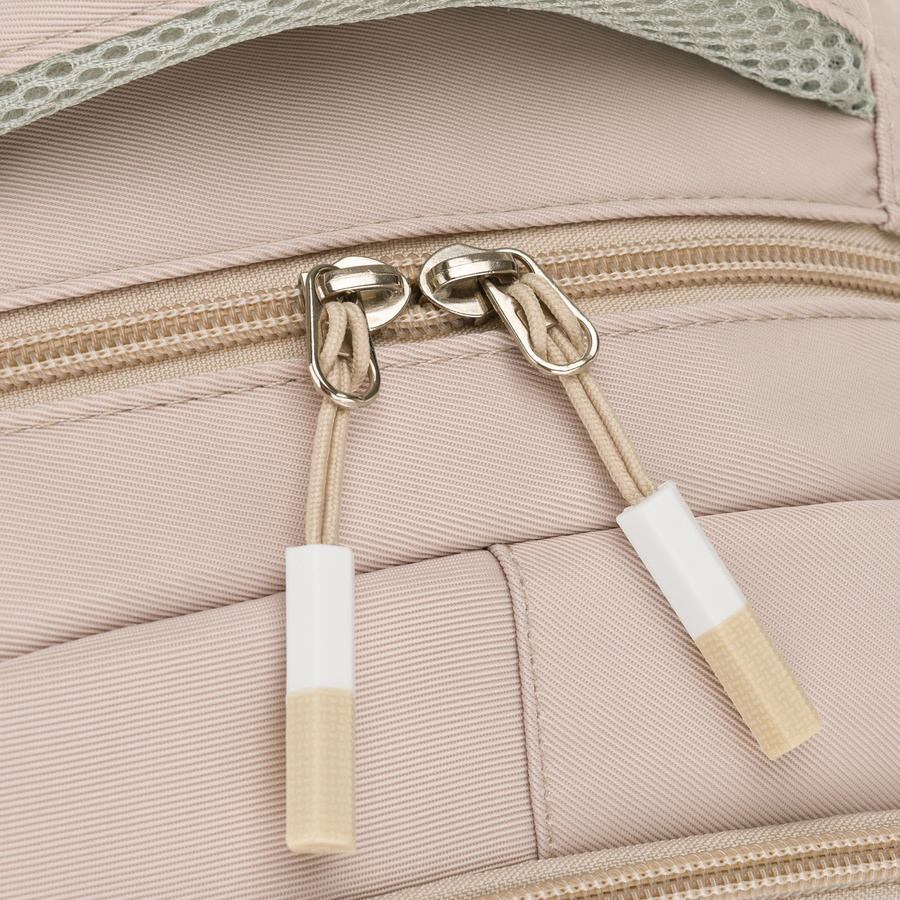 Beżowy, modny plecak szkolny z poliestru zawieszony na regulowanych szelkach - Peterson