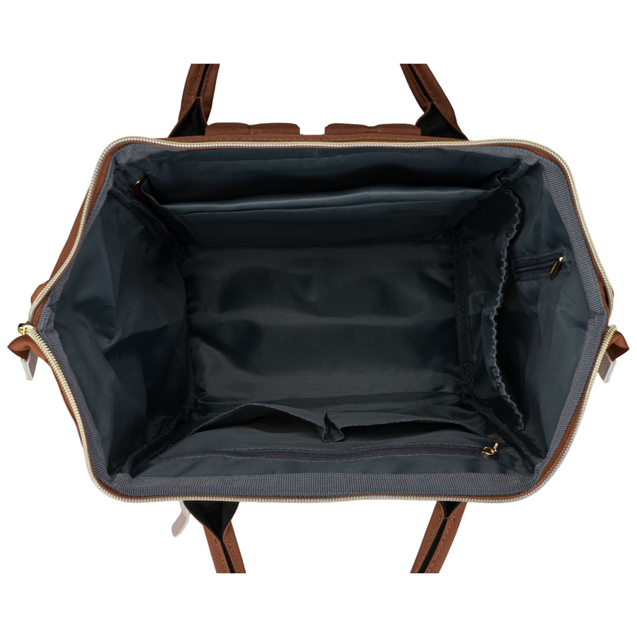 Beżowo-brązowy plecak damski z poliestru z miejscem na laptopa - Peterson