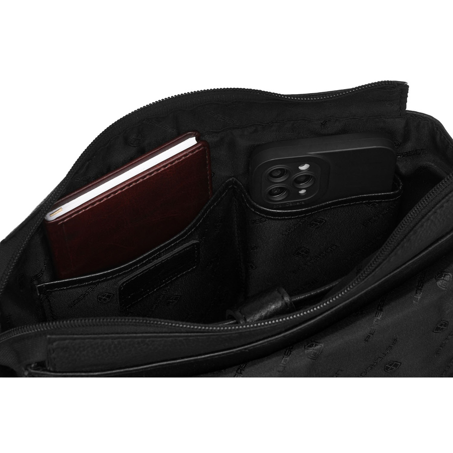 Miejska listonoszka męska ze skóry naturalnej w czarnym kolorze - Peterson