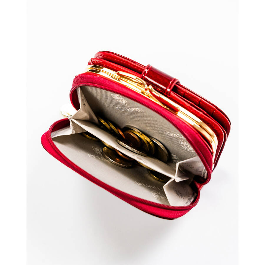 Mały portfel damski czerwony na zatrzask - Peterson