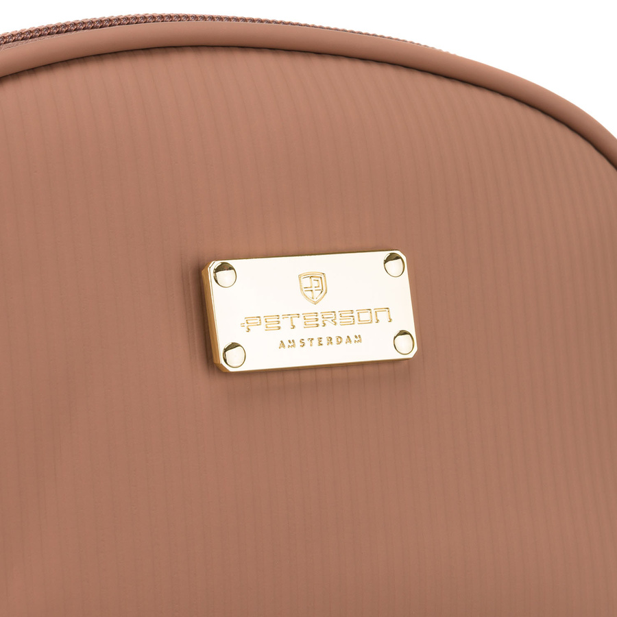 Kosmetyczka z materiału syntetycznego w beżowym kolorze, jednokomorowa zamykana suwakiem - Peterson