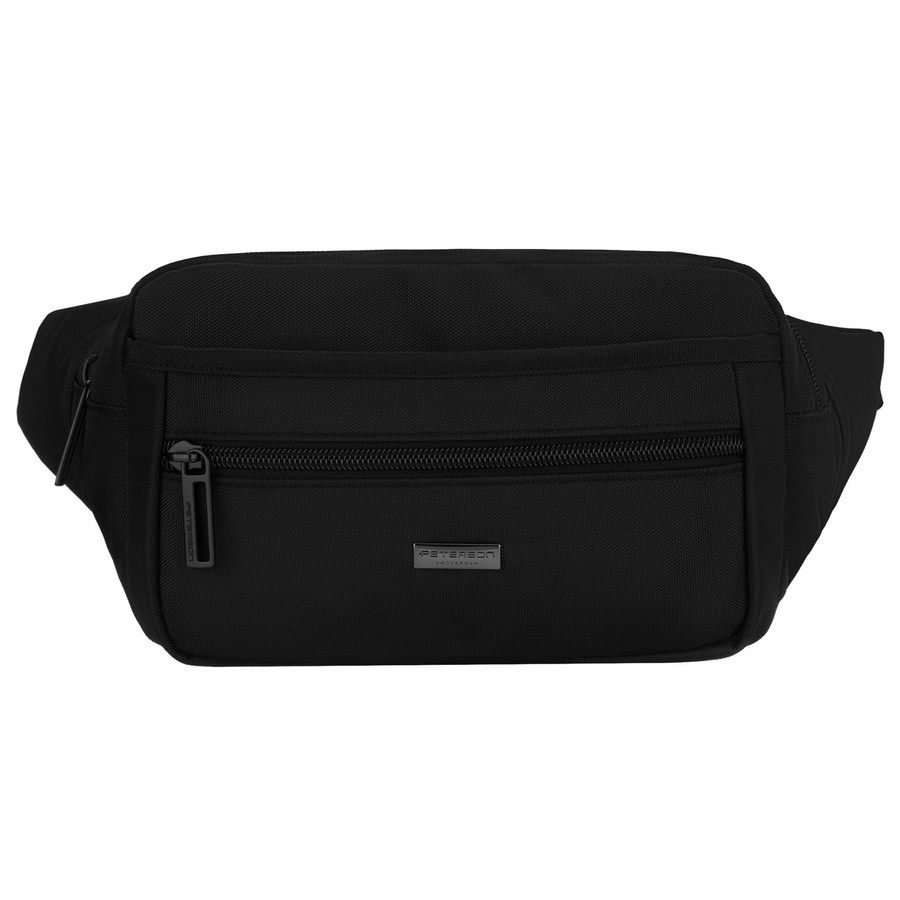 Czarna saszetka męska, jednokomorowa z trzema dodatkowymi kieszeniami - Peterson