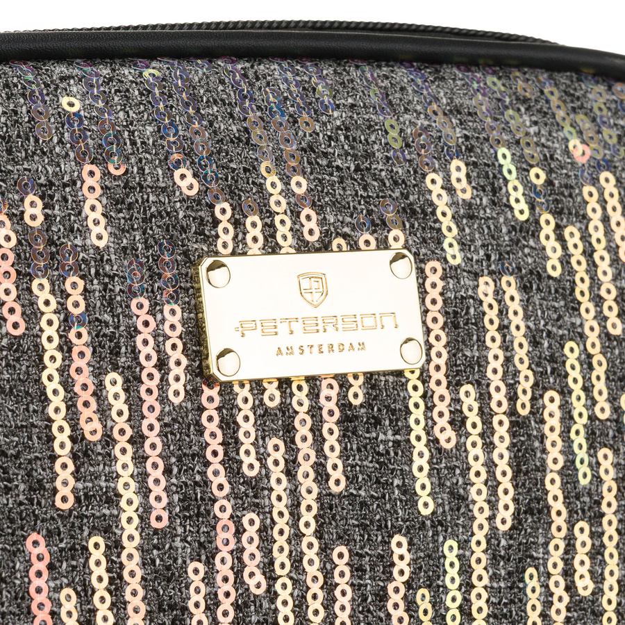 Czarna kosmetyczka z materiału syntetycznego, jednokomorowa i zamykana suwakiem - Peterson