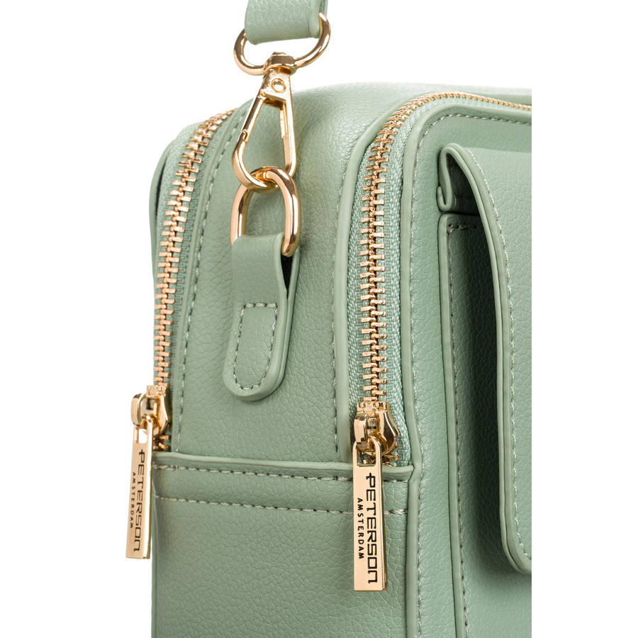 Modna listonoszka damska w zielonym kolorze wykonana ze skóry ekologicznej - Peterson