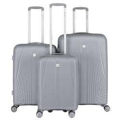 Zestaw walizek podróżnych z tworzywa ABS w szarym kolorze - Peterson