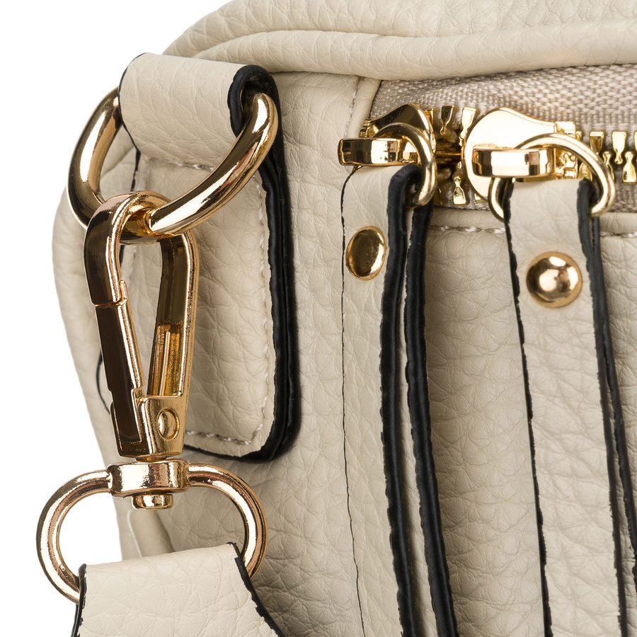 Listonoszka damska ze skóry ekologicznej w beżowym kolorze zamykana suwakiem - Rovicky