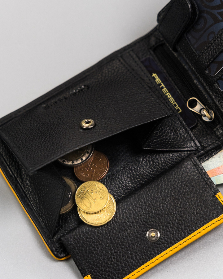 Skórzany, ażurowy portfel męski - Peterson