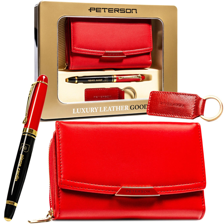 Damski zestaw prezentowy fashion: portfel , długopis, brelok - Peterson