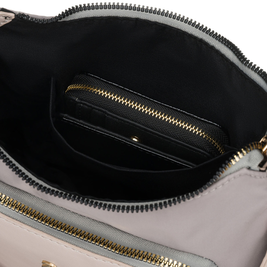 Miejska, szara listonoszka damska z nylonu i skóry ekologicznej - Peterson