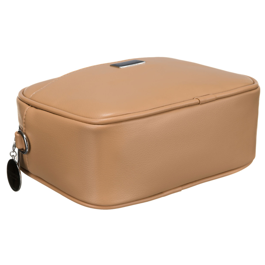 Miejska, beżowa listonoszka damska ze skóry ekologicznej w komplecie dwa paski na ramię crossbody Peterson