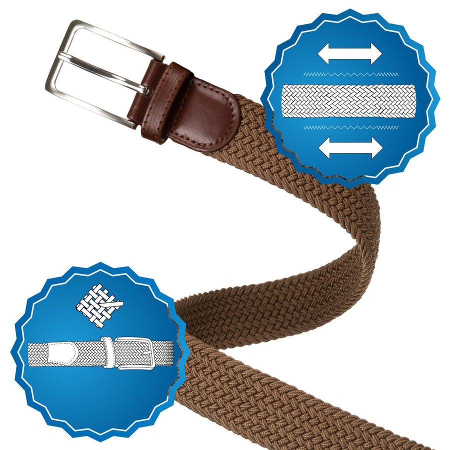 Pasek parciany w beżowym kolorze z materiału syntetycznego i skóry ekologicznej - Rovicky