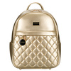 Złoty pikowany błyszczący plecak damski ze skóry ekologicznej mały Peterson