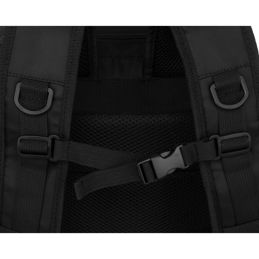 Czarny, trzykomorowy plecak podróżny wykonany z poliestru - Peterson