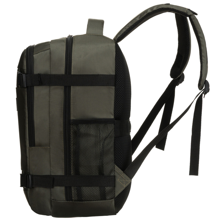 Szary plecak podróżny zawieszony na oddychających szelkach, zamykany suwakiem - Peterson