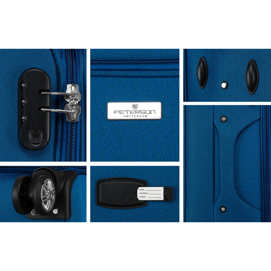 Duża, lekka walizka z wytrzymałej tkaniny poliestrowej w niebiesko-czerwonym kolorze - Peterson