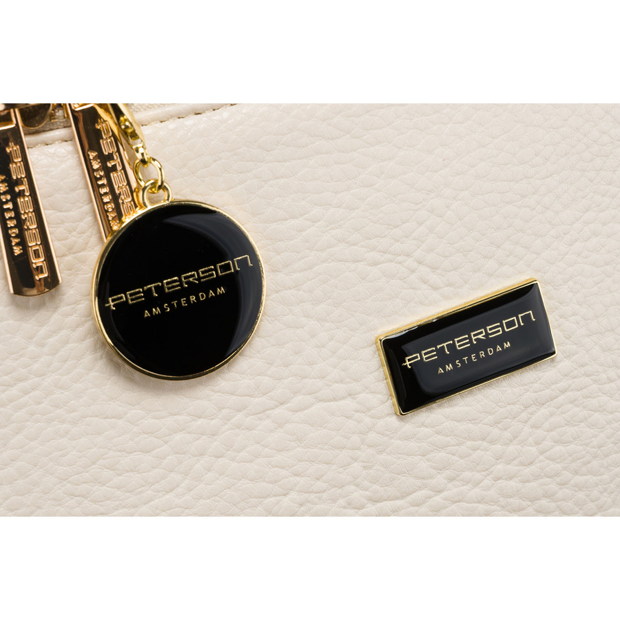 Miejska modna beżowa nerka damska na biodra lub przez ramię crossbody skóra ekologiczna Peterson