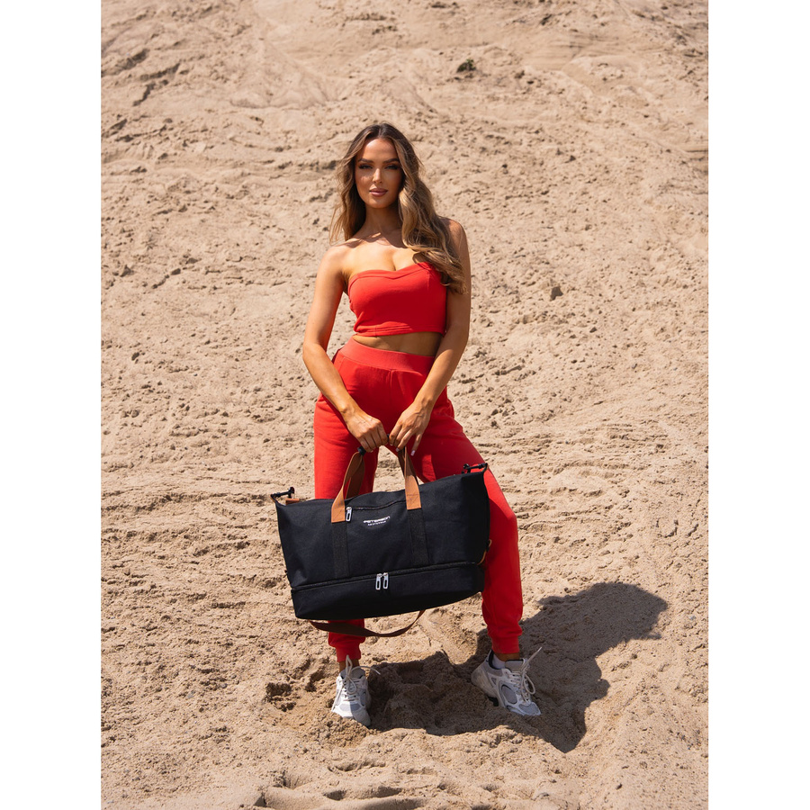 Torba podróżna z poliestru w czarnym kolorze z dopinanym paskiem na ramię - Peterson