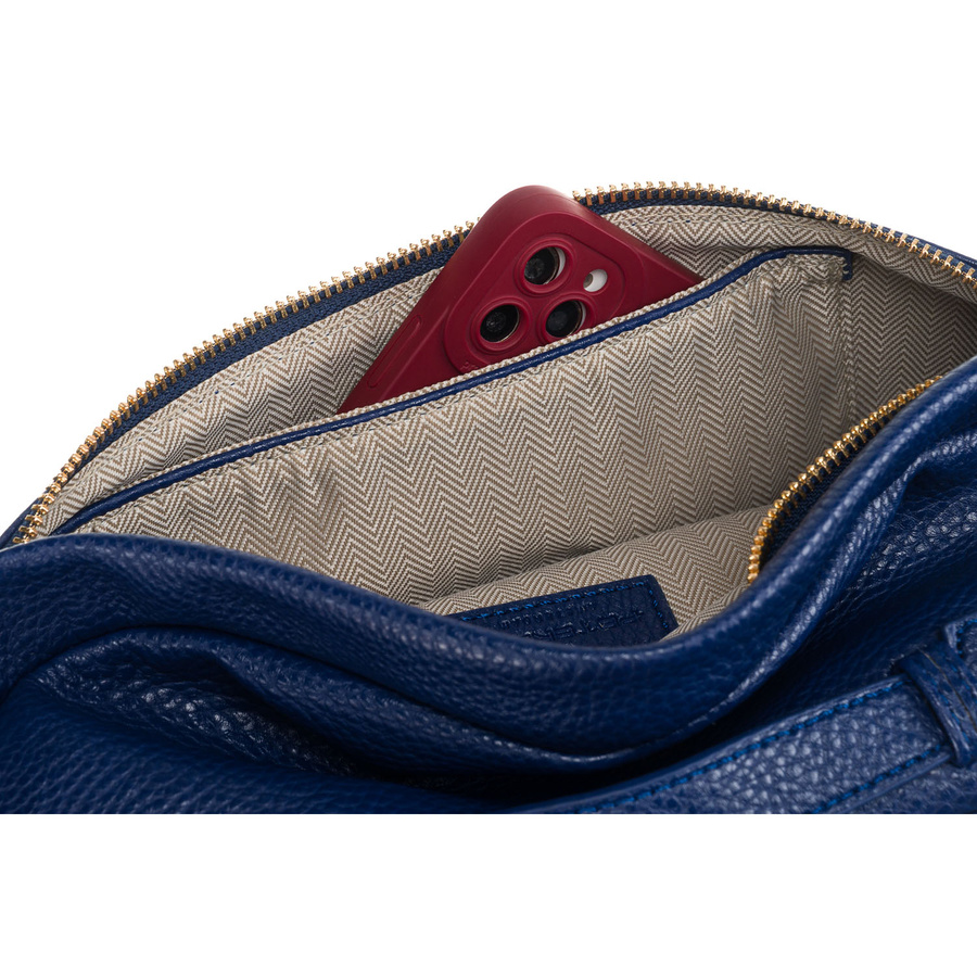 Granatowa sportowa nerka damska ze skóry ekologicznej saszetka na biodra lub na ramię crossbody Peterson