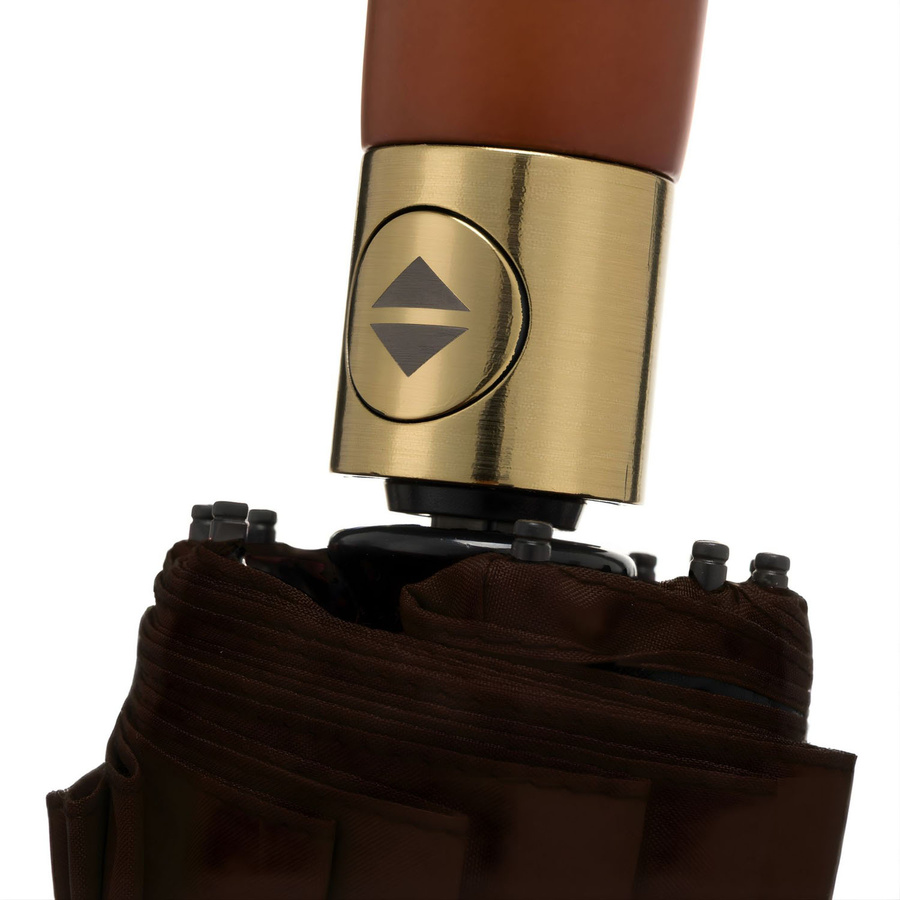 Duży, elegancki i składany parasol w brązowym kolorze - Peterson