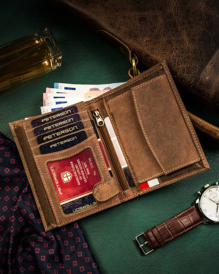 Skórzany portfel męski z motywem patriotycznym - Peterson