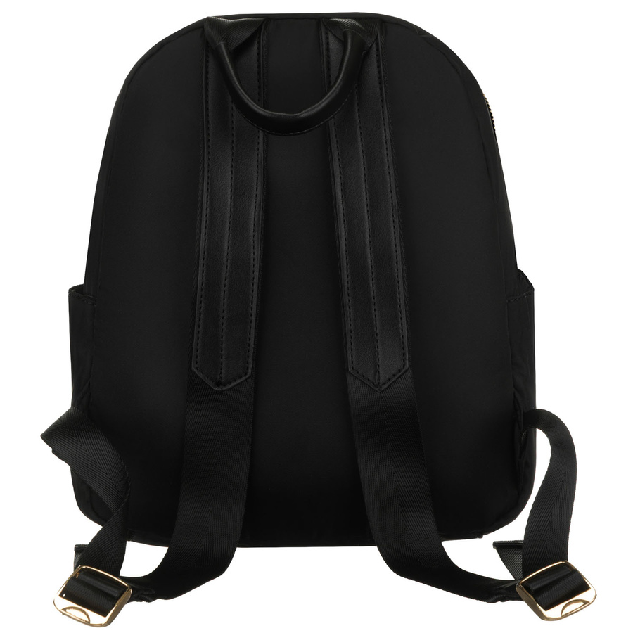 Miejski plecak damski z nylonu i skóry ekologicznej w czarnym kolorze zamykany suwakiem - Peterson