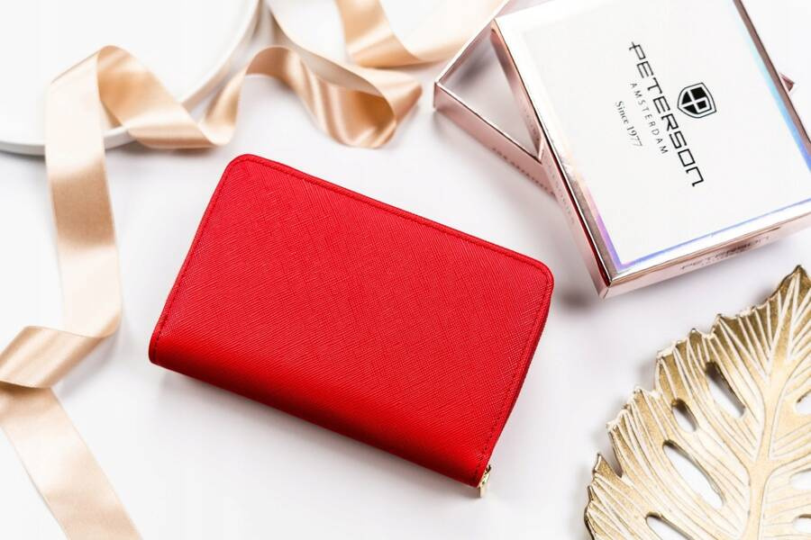 Elegancki portfel damski ze skóry ekologicznej zamykany na zatrzask - Peterson