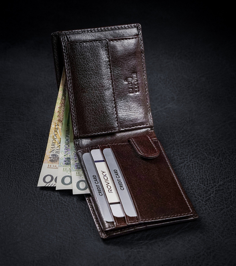 Skórzany portfel męski z ochroną kart RFID Protect - Rovicky
