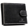 Poziomy portfel męski ze skóry naturalnej w czarnym kolorze wyposażony w system RFID - Peterson