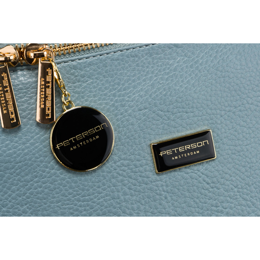 Niebieska saszetka damska biodrówka nerka na ramię crossbody z eko skóry Peterson