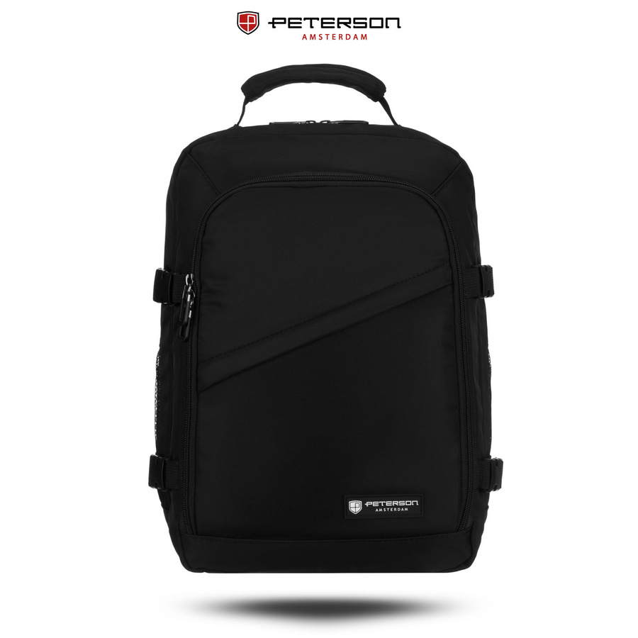 Plecak podróżny z poliestru w czarnym kolorze, idealny na bagaż podręczny - Peterson