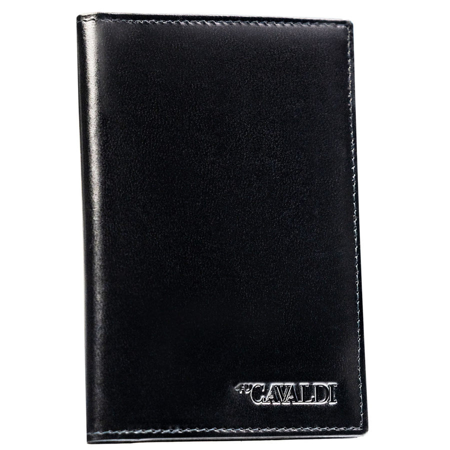 Czarne etui na karty i paszport wykonane ze skóry naturalnej - 4U Cavaldi