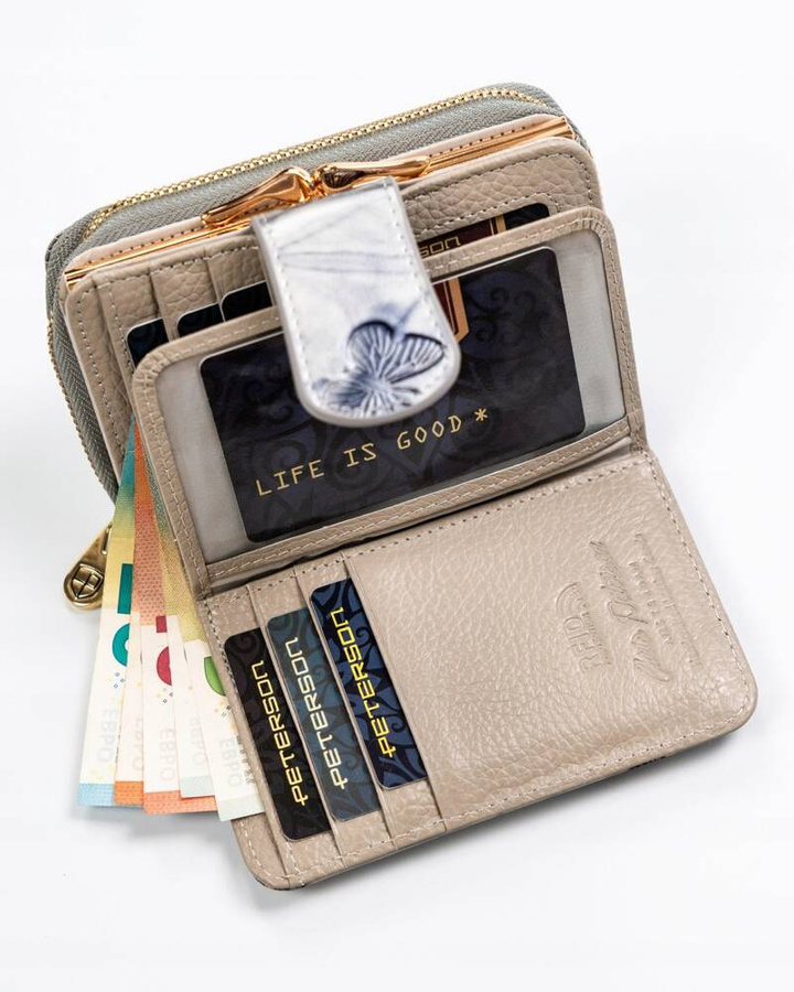 Portfel damski w orientacji pionowej ze skóry naturalnej - Peterson