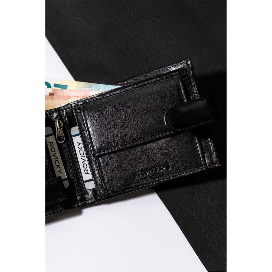 Klasyczny męski portfel na zatrzask z technologią RFID - Rovicky