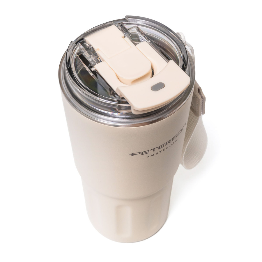 Kubek termiczny ze stali nierdzewnej w beżowym kolorze - Peterson
