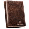 Elegancki, skórzany portfel męski w brązowym kolorze bez zapięcia zewnętrznego - Peterson