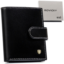 Eleganckie etui na dokumenty w czarnym kolorze wykonane ze skóry naturalnej - Rovicky