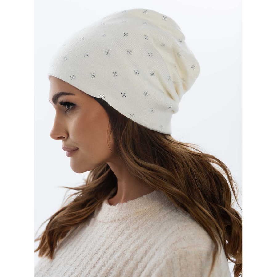 Ciepła czapka damska beanie z kryształkami - Peterson