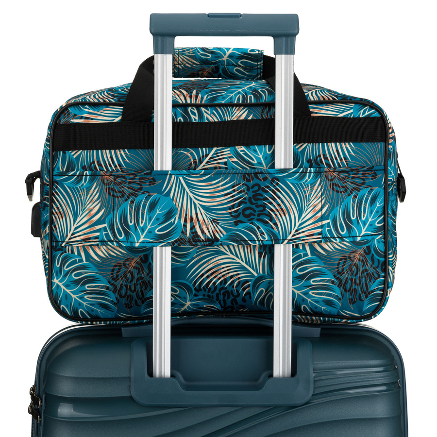 Torba podróżna pokryta roślinnym wzorem wyposażona w dopinany pasek - Rovicky