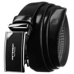 Skórzany pasek męski w czarnym kolorze z możliwością samodzielnego skrócenia - Peterson