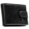 Skórzany, czarny portfel męski zamykany na zatrzask, wyposażony w system RFID - Peterson