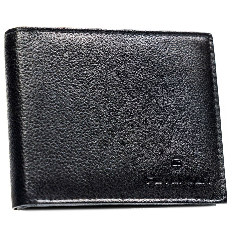 Klasyczny, czarny portfel męski ze skóry naturalnej - Peterson